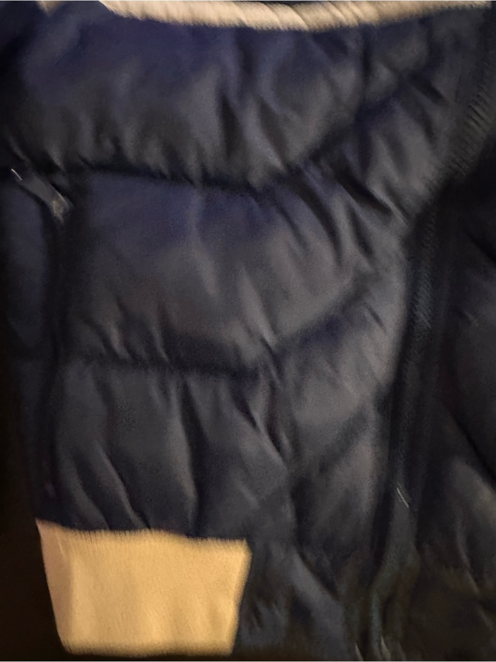 ⭐️ Vintage Men’s Med Puffer Bomber Jacket - Navy & Cream - Picture 12 of 14